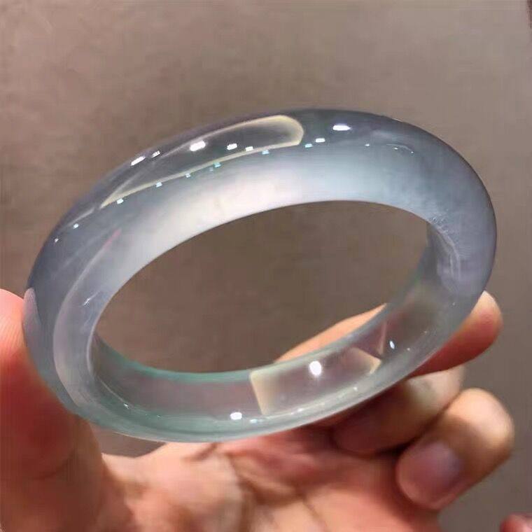 银麟家翡翠手镯玻璃冰种圆条七彩飘花贵妃云南紫罗兰色玉新品推茬