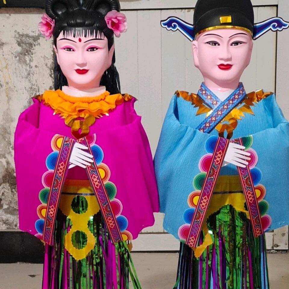 纸人童男童女金童玉女颜色尺寸可定制守殡葬白事传统手工艺制作