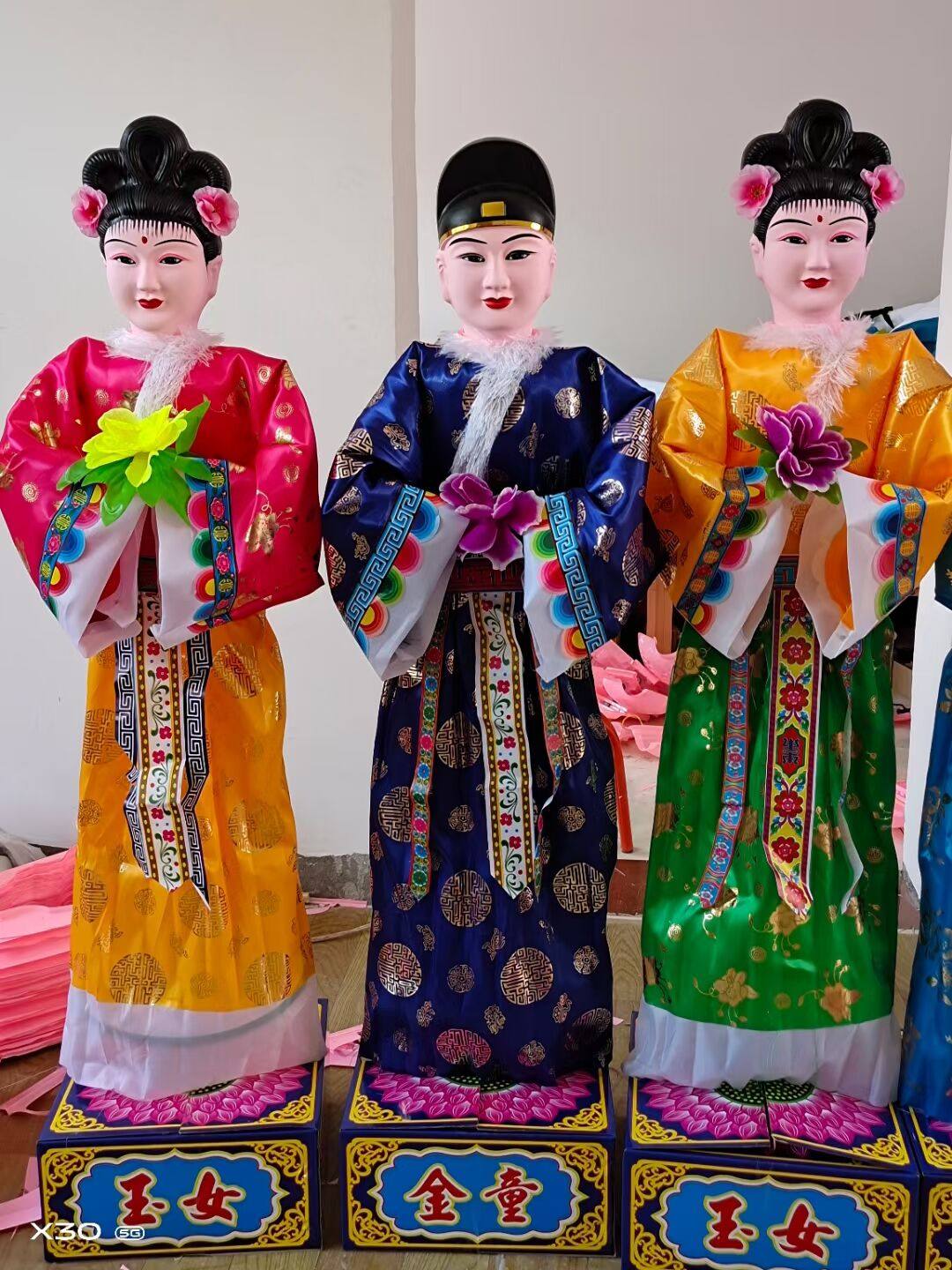 定制殡葬童男童女金童玉女电动人丧葬用品守灵男女丧事白事纸人