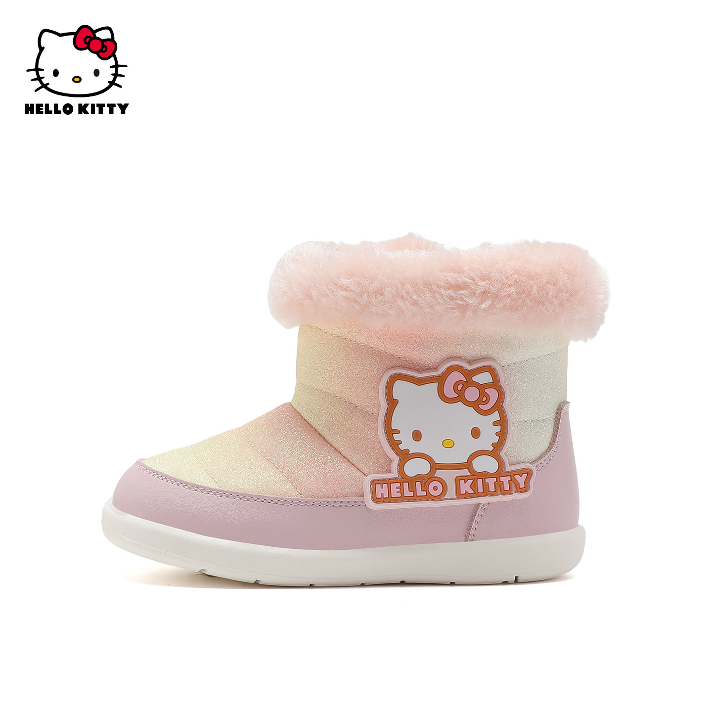 HELLO KITTY凯蒂猫女童宝宝雪地靴毛绒雪地靴冬季保暖防滑短靴