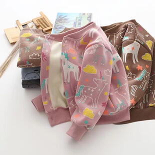 女童加绒外套秋冬男童宝宝开衫洋气针织褂子小孩儿童一体薄绒上衣