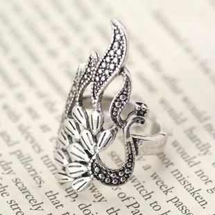 新中式复古孔雀开屏戒指女生简约高级感开口指环小众独特设计个性