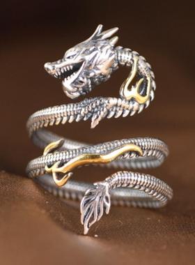 新款国潮霸气龙形戒指小众设计高级感男生开口指环本命年龙年礼物