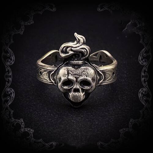 欧美风复古Ossuary Unsainted 骷髅头戒指暗黑系开口指环个性简约