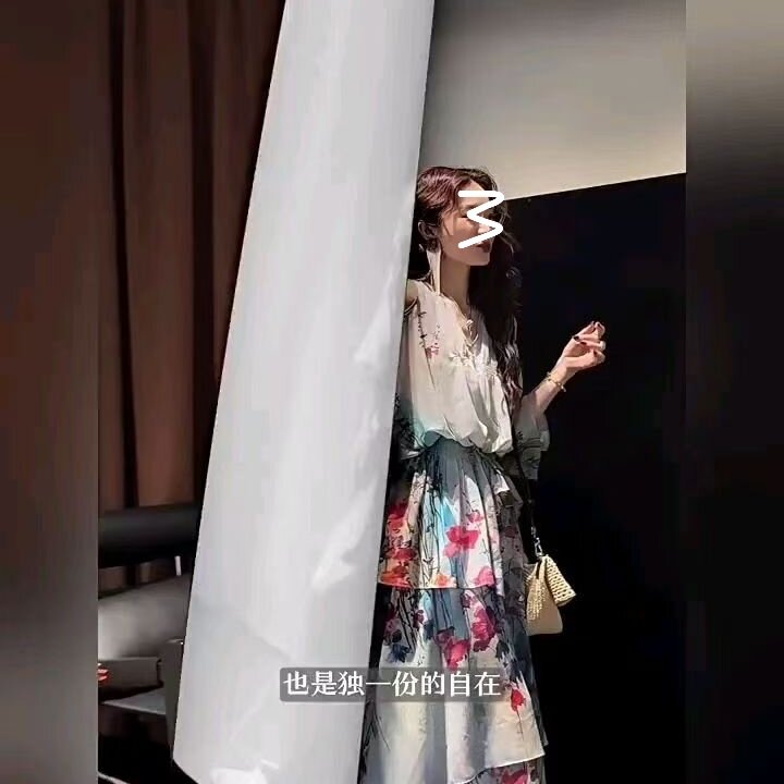 三吉黑花【花信风】新中式连衣裙子2025新款今年流行两件拖尾长裙