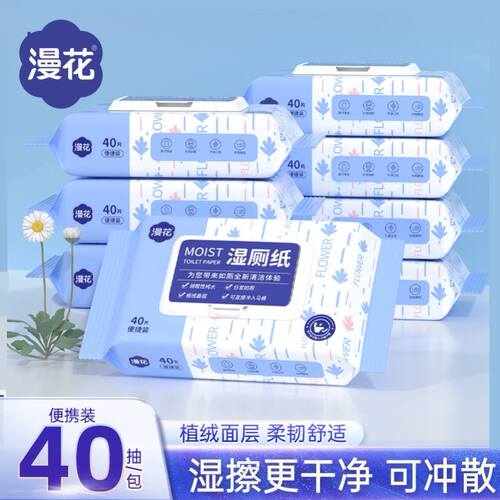 湿厕纸可冲散40片实惠装加大加厚擦屁屁私处专用湿巾纸厕所用湿巾