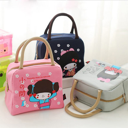 韩式饭盒袋牛津布手提包保温购物袋韩版清新简约加厚帆布便当包