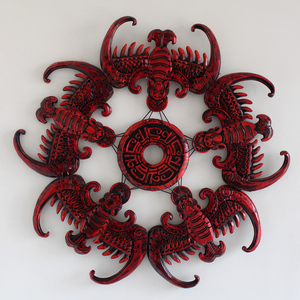 圆形五福捧寿木雕壁饰挂件中式客厅工艺品乔迁新居祝寿装饰品挂饰