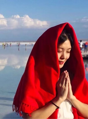 四季纯色女民族风旅游拍照披肩