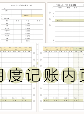 月度个人家庭流水记账活页替芯