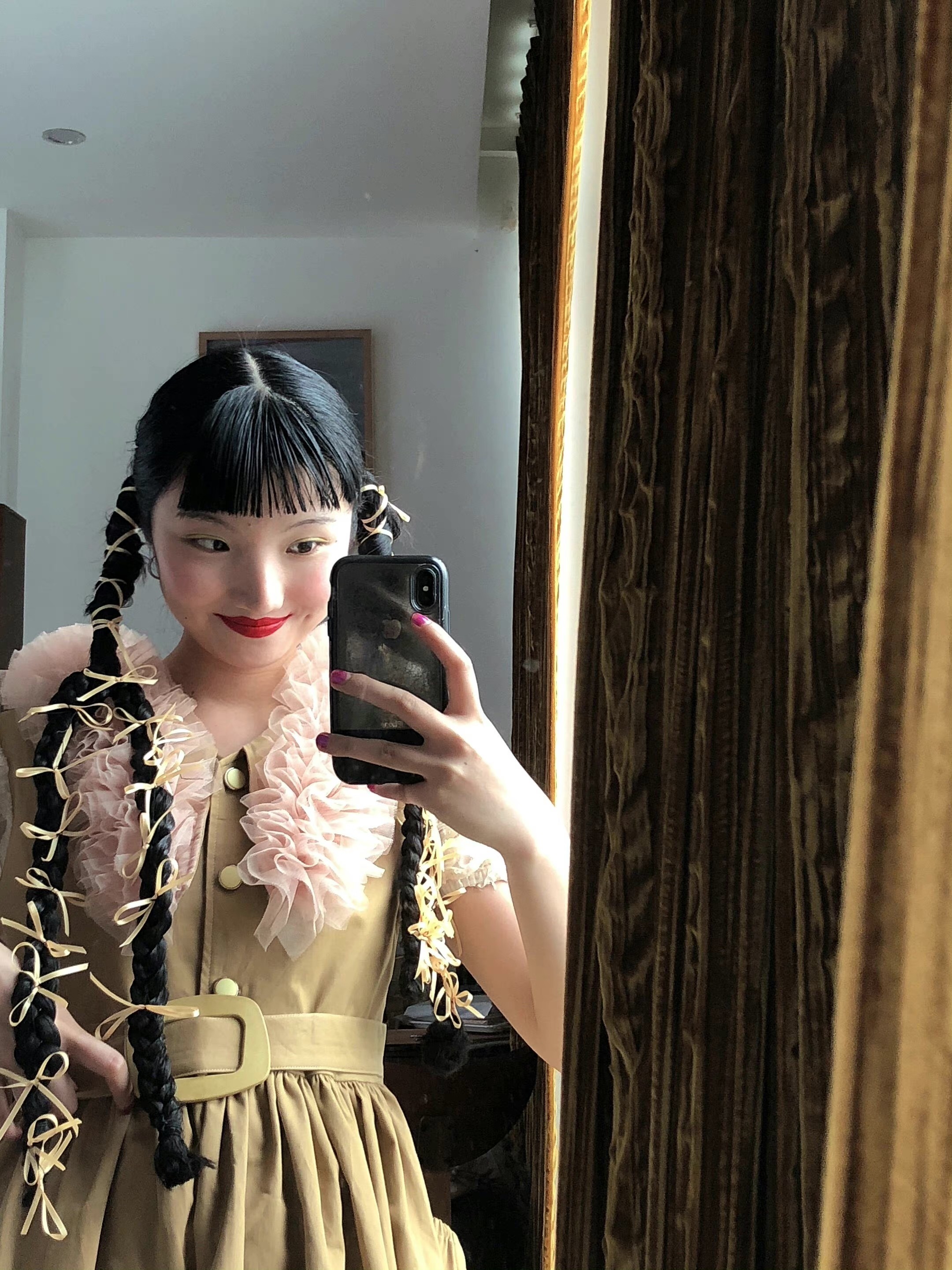 IRONSTELL原创设计泡泡袖姜黄色显瘦长款甜美连衣裙夏女
