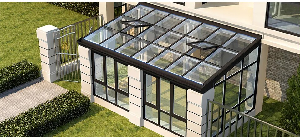 保温德高瓦顶玻璃 天井阳台 断桥铝阳光房封露台促销 窗纱一体