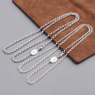 s925纯银十字架字母圆环项链男女同款简约个性日韩唯美毛衣链锁骨