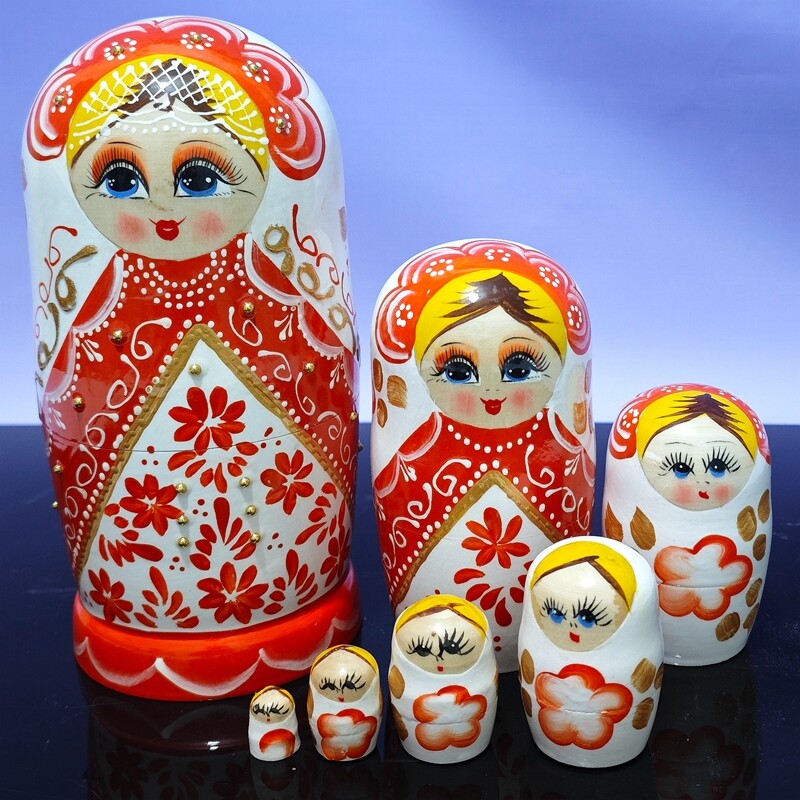 烤漆俄式套娃7层木制绘画纪念品
