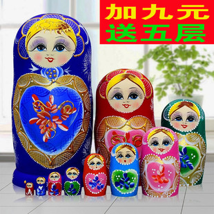 0022 包邮 俄罗斯套娃10层正品 手绘工艺风干椴木创意礼物益智玩具