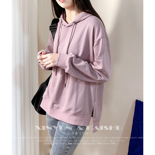 春秋薄款连帽卫衣女宽松