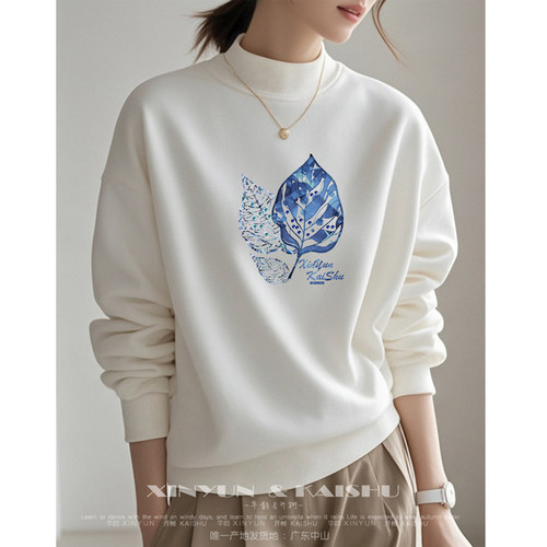 不加绒/加绒可选半高领卫衣