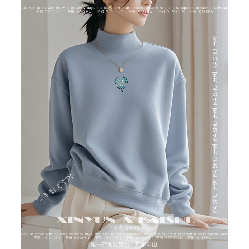 纯棉不加绒/加绒可选半高领卫衣