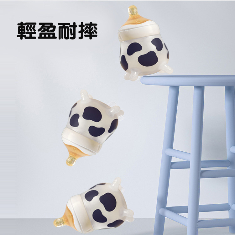 怡贝儿萌牛食品级软硅胶婴儿奶瓶仿母乳安抚耐摔奶嘴重力球大口径