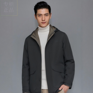 S244027509爱登堡男装冬装2024新款休闲服白鸭绒羽绒服毛皮服