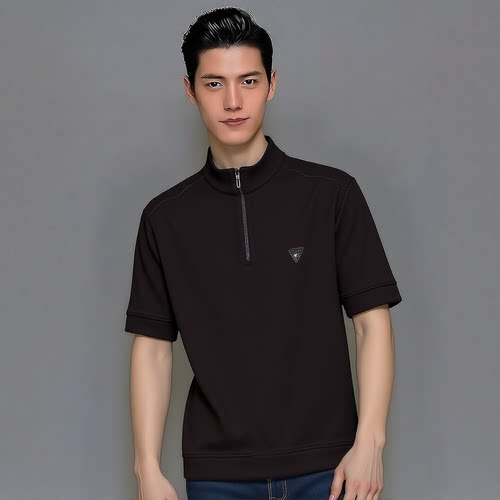 H263081581爱登堡男装2026秋装新款商务休闲短袖立领T恤打底衫