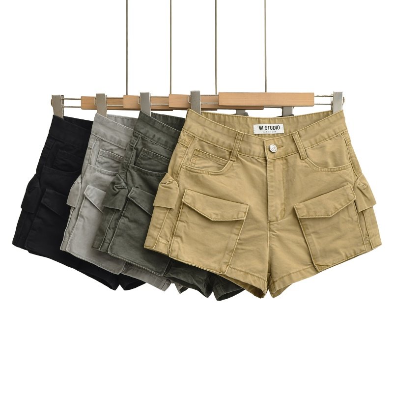 高腰工装辣妹短裤女 夏季美式复古大口袋显瘦宽松阔腿休闲热裤,女装/女士精品,短裤,淘宝优惠券,粉丝福利购,淘宝优惠卷