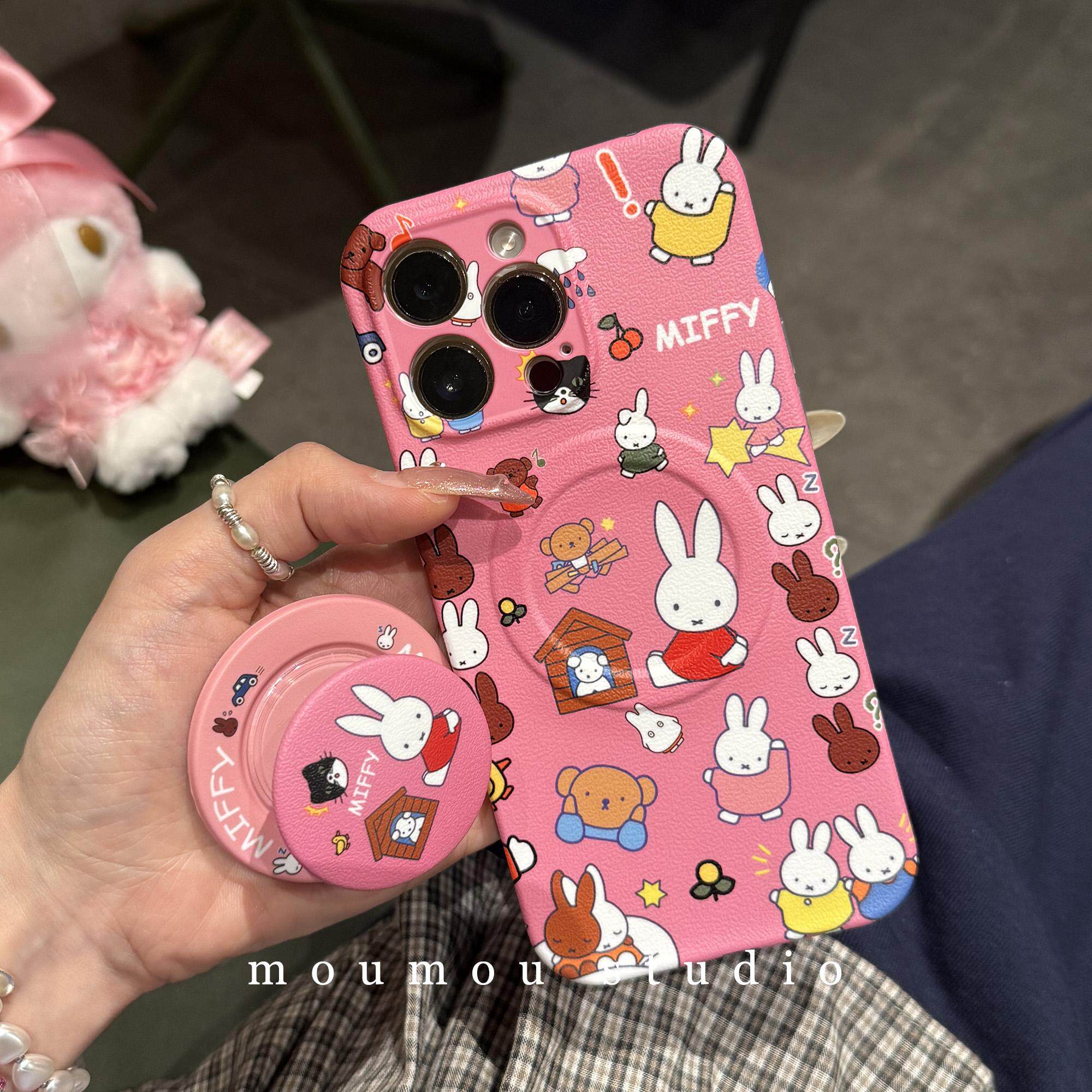 日本PARRO DOLL少女粉趣味卡通兔子小熊适用于iPhone16Promax壳苹果15/14/13手机壳