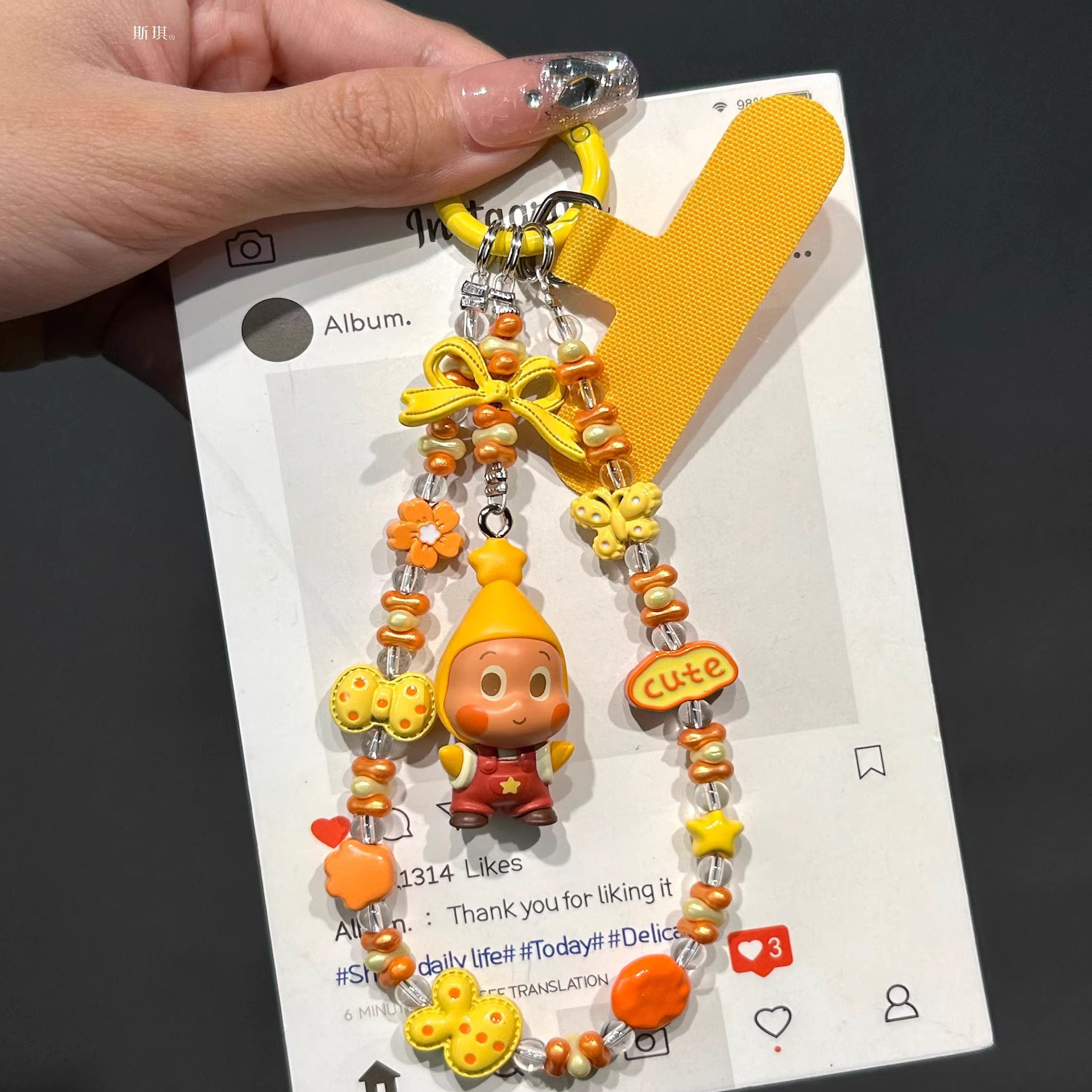 日本DEMIU手机链挂件挂绳挂坠短款串珠钥匙扣ccd通用包包