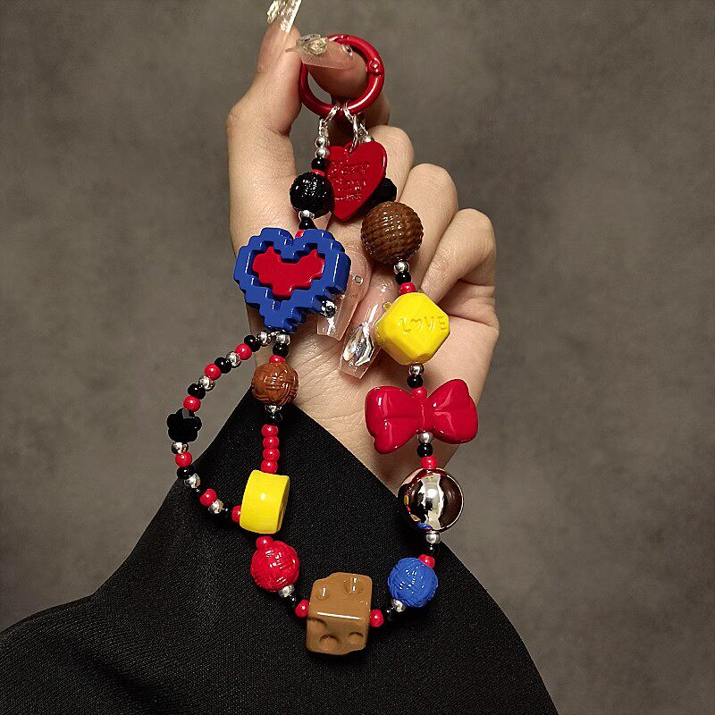 日本DEMIU创意手提链条手腕短挂绳带夹片手机壳钥匙扣包挂件