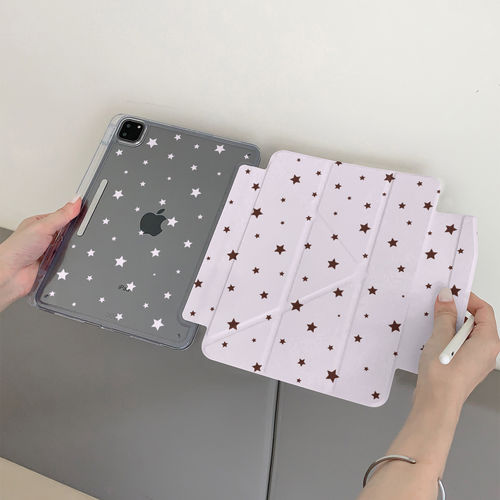 日本DEMIU简约满屏星星Y型三折iPad2026保护套新款Air8/7/6适用第10代苹果iPad11保护壳带笔槽10.9平板Pro11