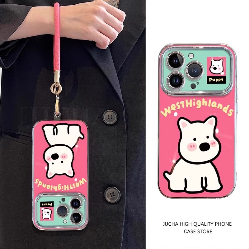 日本PAREO DOLL白色小狗iphone17promax手机壳16pro带挂绳15pm14全包13防摔12女11适用苹果17air卡通plus