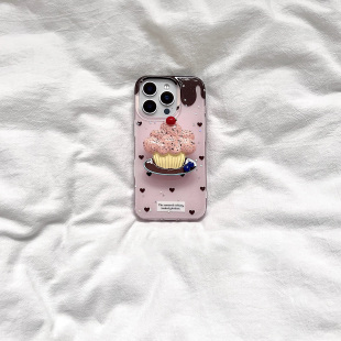 日本DEMIU温柔粉巧爱心蛋糕支架适用于苹果17ProMax手机壳iPhone16Pro小众少女心15简约14清新