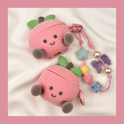 日本DEMIU可爱粉色卡通水蜜桃airpods4保护套airpod3适用苹果pro耳机壳二代第三代aipods2代airpodspor四代