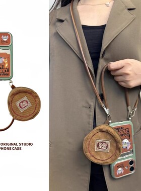 日本PREO DOLL猫和老鼠卡包适用于苹果16Promax手机壳iphone13复古15pro零钱包挂件1514带挂绳1614pro斜挎式