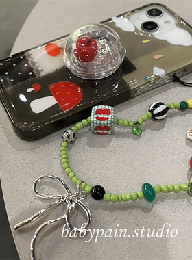 日本PAREO DOLL韩系风小众复古绿色插画房子适用iPhone15promax壳苹果16水晶球支架14pro保护套12手机13