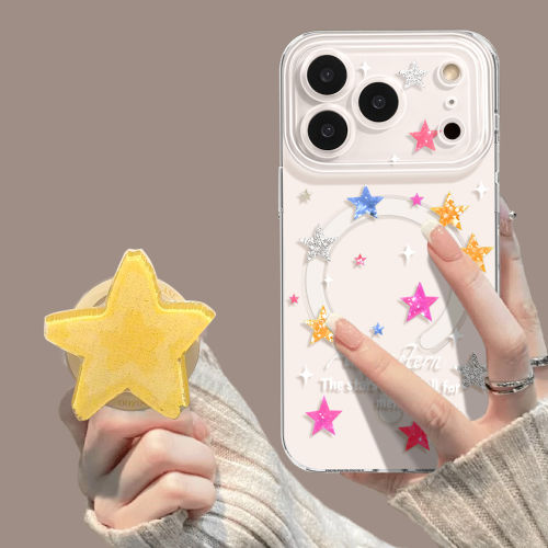 日本DEMIU适用苹果17手机壳新款iphone17promax彩色星星16pro带支架15全包巨好看高级13