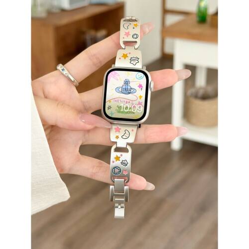 日本DEMIU星球狂想曲彩色滴胶金属苹果表带适用11s10代s9iwatch87