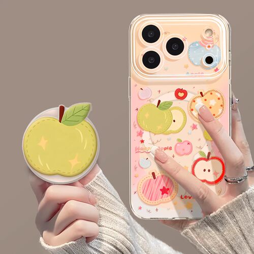日本DEMIU适用苹果17promax手机壳iphone17磁吸带支架新款水果16小清新13超可爱pro全包max14春天15软壳17pro