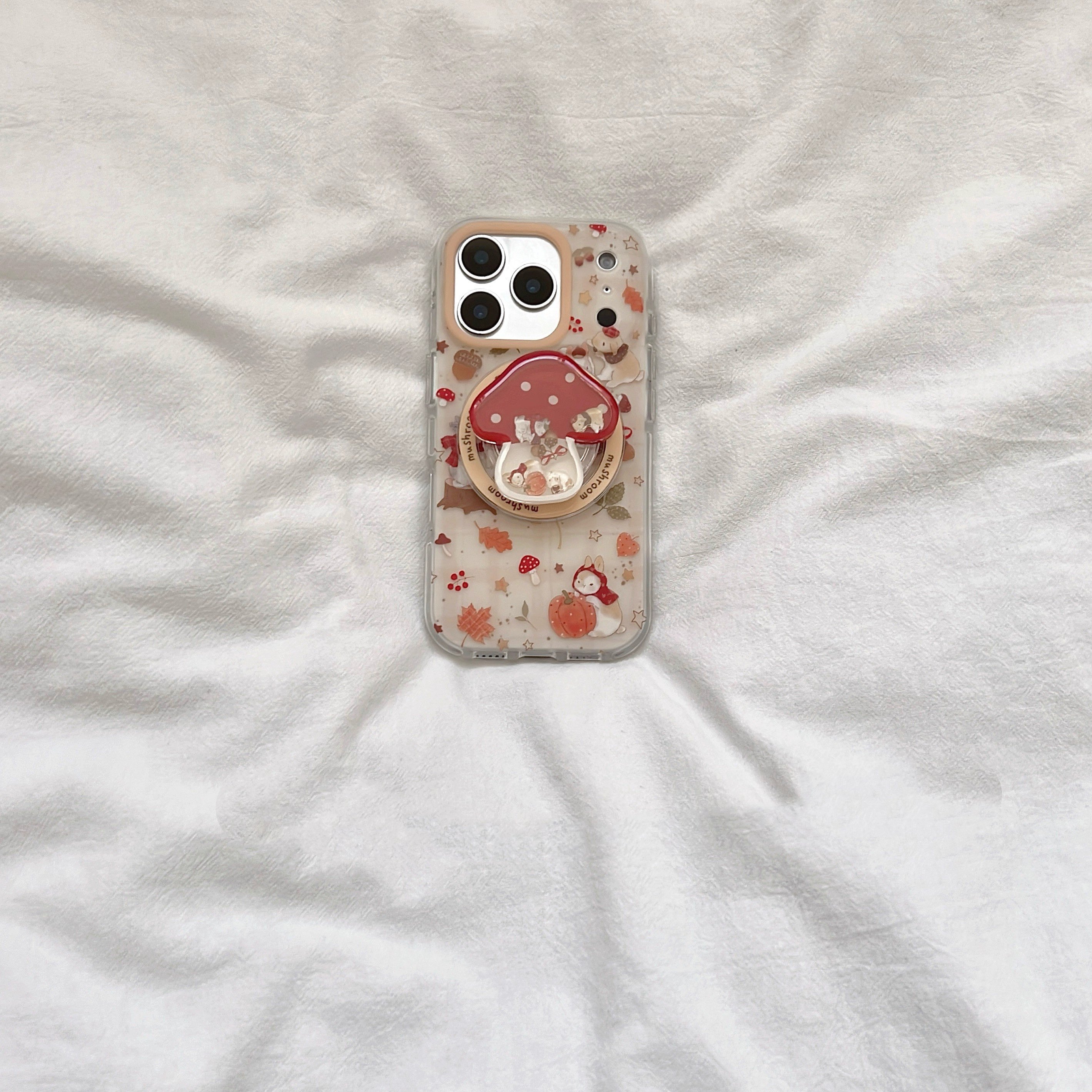 日本DEMIU秋冬枫叶蘑菇兔子磁吸适用于苹果17ProMax手机壳iPhone16Pro小众少女心15简约14小清新卡通可爱