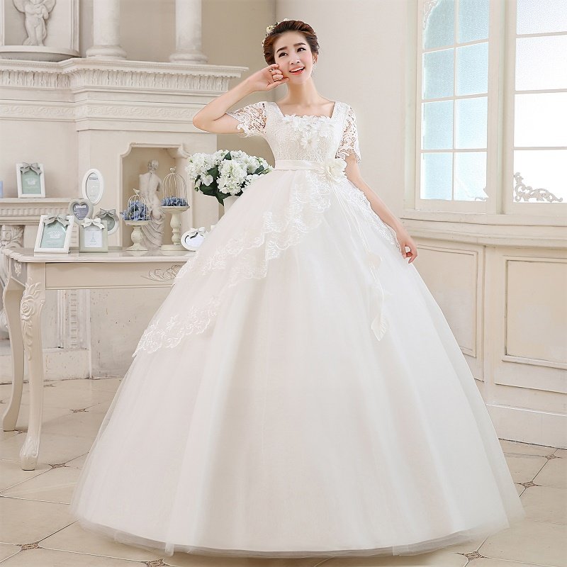 Red fitted wedding dress for pregnant for bride, suitable for teen, plus size, high waist