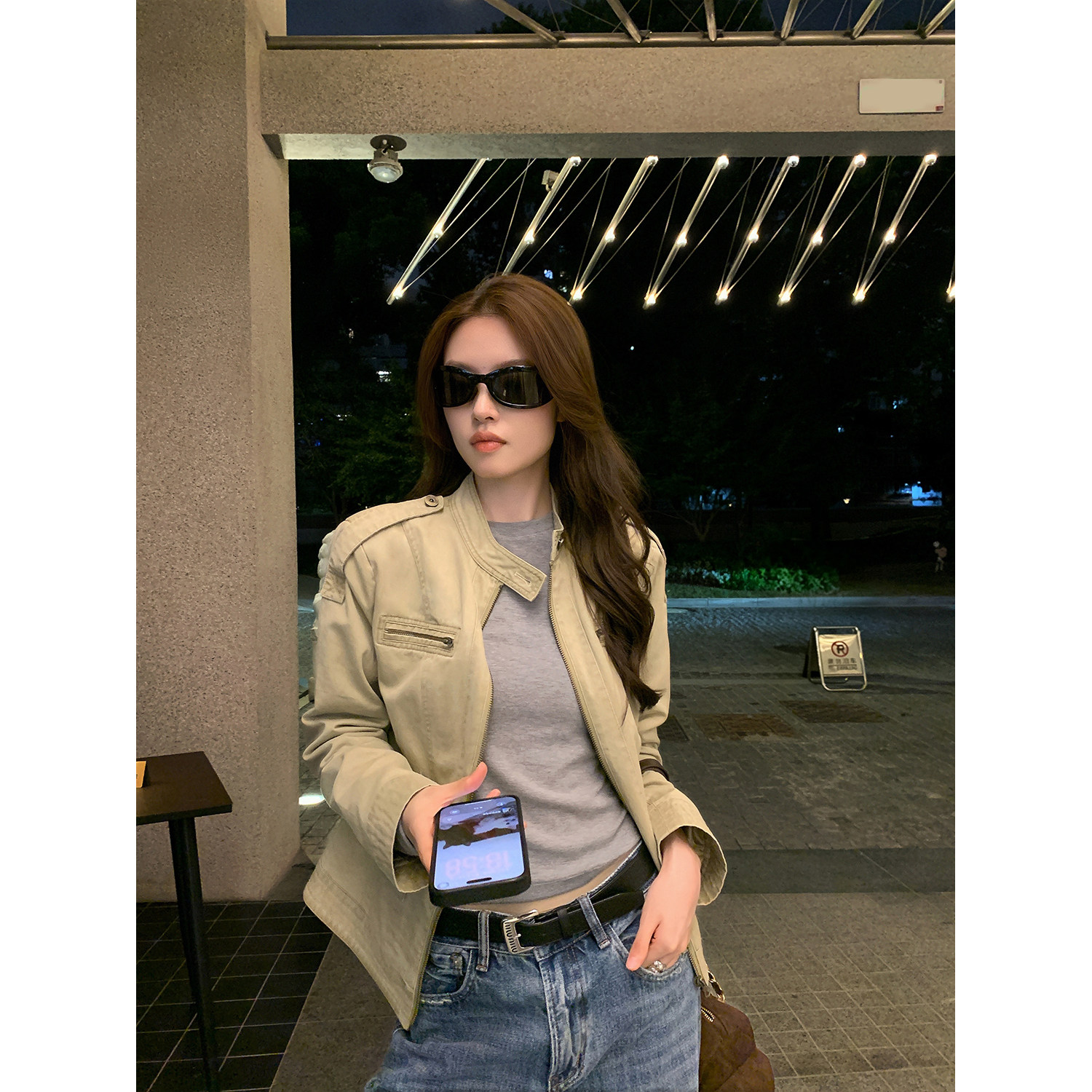阿一 美式VTG 妮味复古做旧工装风机车外套女秋季休闲短款夹克