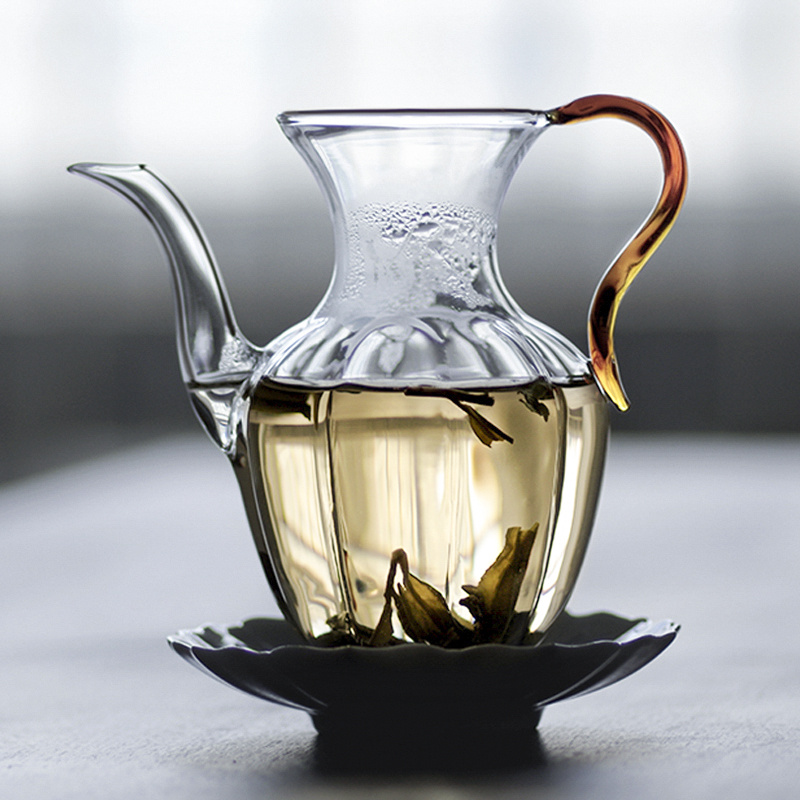 仿宋莲花玻璃茶壶耐高温中式带过滤绿茶专用泡茶壶手执壶小号宋壶