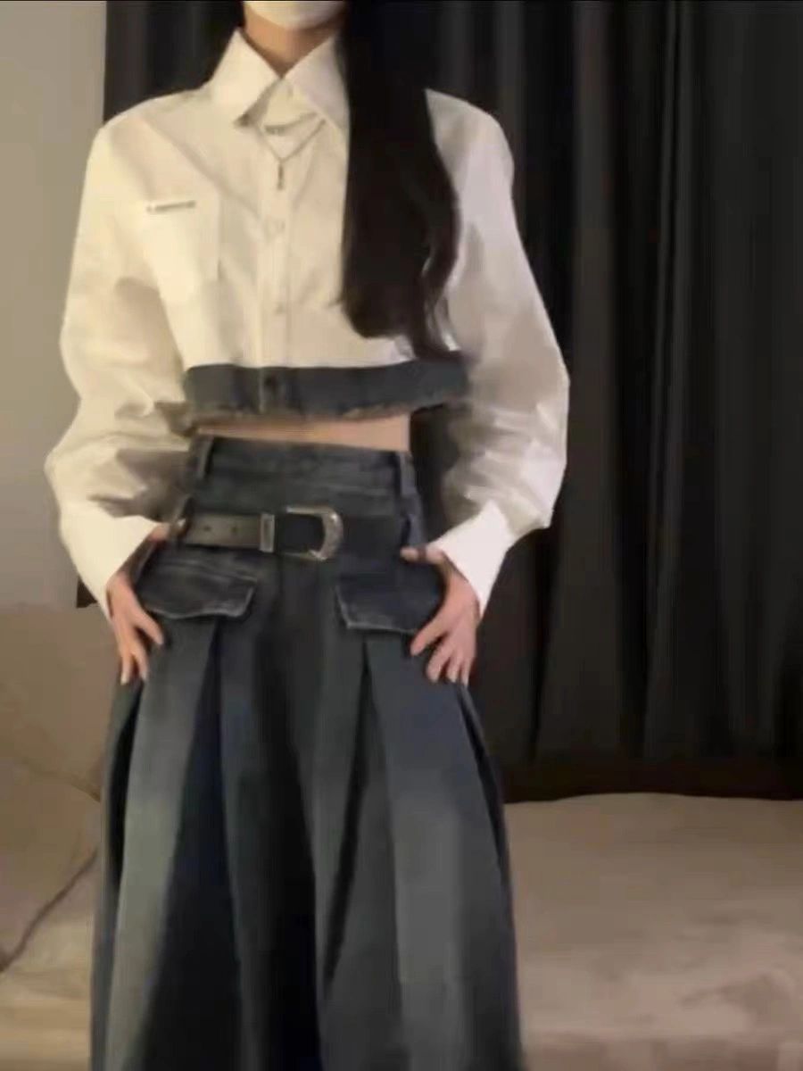 时尚套装女2023新款衬衫长裙穿搭