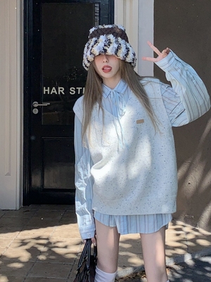 送运费险~时尚套装马甲衬衫穿搭