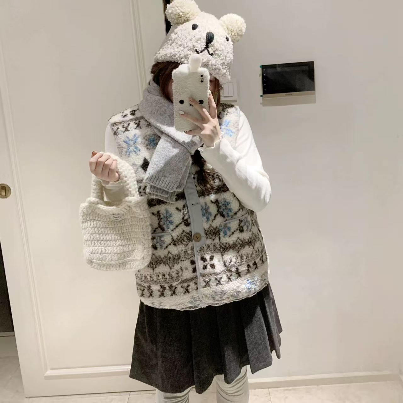 秋冬新款叠穿马甲打底衫两件套