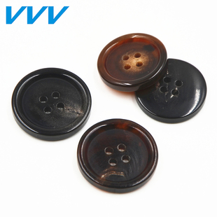圆形牛角扣 西服四眼钮扣 休闲西装男装风衣牛角纽扣扣子