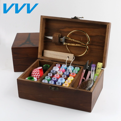 Коробка для линии игольки, игольчатая мешка дома ретро швейная швейная линия, ящик для хранения скрещенной стежок