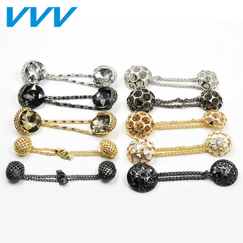 vvv金属链条貂皮皮草外套钮扣