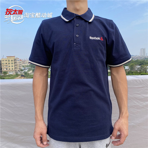 锐步男子翻领休闲运动短袖polo衫