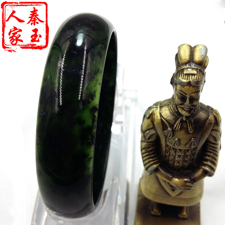 正品纯天然陕西蓝田玉墨玉玉镯子墨绿玉石手镯翡翠保健时尚带证书